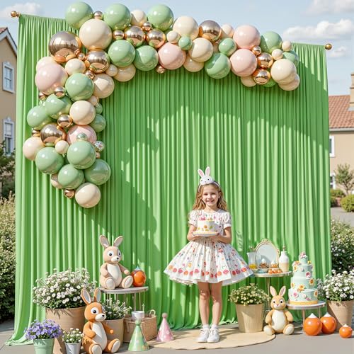 20x10ft Sage Green Backdrop Curtain Panels for Parties - Wrinkle Free Polyester Photo Curtain Backdrop Wedding Back Drop Fabric Drapes for Party Decorations Background for Photography - color: Sage Green, size: W5' x H10'(4 panels)