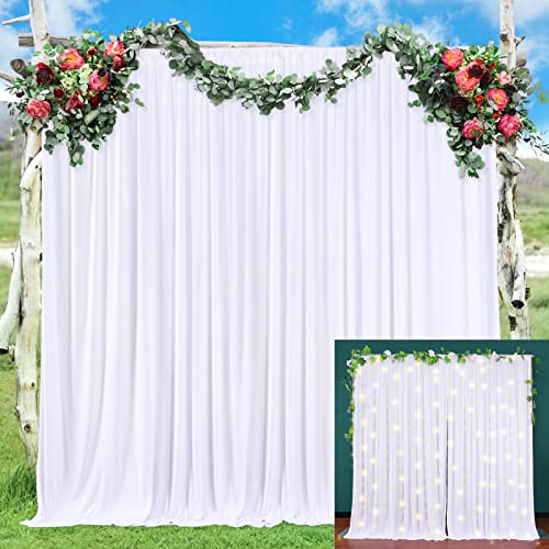 10ft x 10ft White Backdrop Curtains Panels for Party Wrinkle Free Fabric Backdrop Drapes Decorations Cloth for Wedding Baby Shower Photography Engagement Bridal Shower Gender Reveal Background Curtain - color: White, size: W5' x H10'(2 panels)