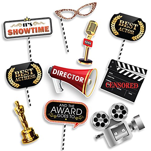 Hollywood - Movie Theme Photography Backdrop and Studio Props DIY Kit. Great as Dress-up and Awards Night Ceremony Photo Booth Background, Vintage Costume Birthday Party Supplies and Event Decorations