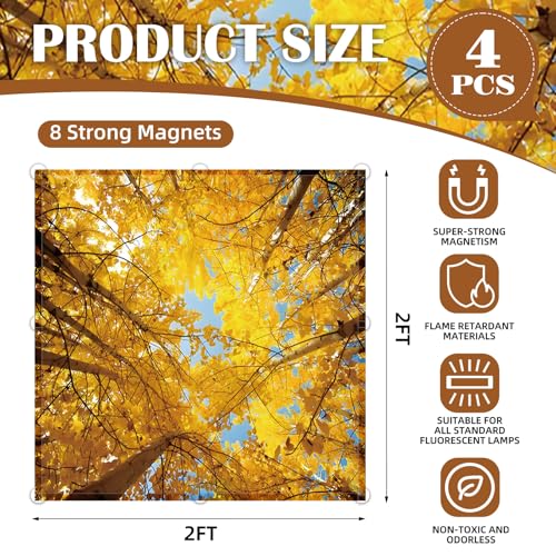 ANGSYLTH 2 x 2 Feet Fluorescent Light Covers - 4 Pcs Covers for Ceiling Lights, Magnetic Light Filters for Classroom, Office, Hospitals, Home (Autumn & Sunset) - color: Autumn & Sunset