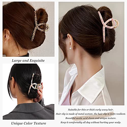 Big Butterfly Hair Accessories - 4.7" Acetate & Metal Clips for Women's Long, Thick Hair - 3 Pcs - color: AcetateHairClip1