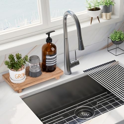 Bathroom Tray Farmhouse Decor Pedestal Stand Wood Riser Display Kitchen Accessories Soap Holder for Sink, Counter, Vanity, 11 * 5.5 Brown - color: Brown, size: 11" x 5.5" x 1.6"