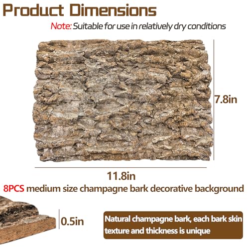 Hamiledyi Cork Terrarium Background 11.8x7.9in 10PCS Natural Reptile Cork Bark Flats Terrarium Board Bearded Dragon Climbing Wall Mat Tank Decor for Lizard Chamelon Snake Turtle Spider Crested Gecko - size: 10PCS-11.8x7.9in