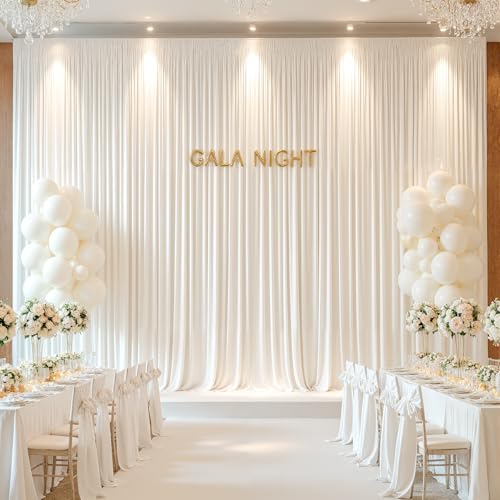 20x10ft Cream Backdrop Curtain Panels for Parties - Wrinkle Free Polyester Photo Curtain Backdrop Wedding Back Drop Fabric Drapes for Party Decorations Background for Photography - color: Cream White, size: W5' x H10'(4 panels)