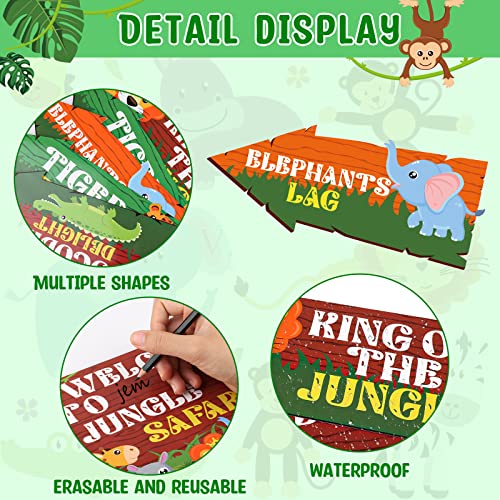 Hooqict 20 Pieces Safari Party Sign for Welcome to Jungle Safari Theme Party Decorations Directional Signs Classroom Wild Animal Birthday Party Decorations Zoo Party Supplies - style: Safari