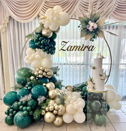 Emerald Green Double Stuffed balloons Different Size 115Pcs 5/10/12/18 Inch Dark Green Balloons Balloon Garland Arch kit for Birthday Baby Shower Jungle Safari Christmas Party - color: Emerald Green