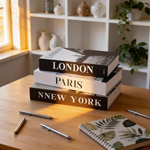 3 PCS Faux Decorative Books for Home Decor-Coffee Table Books Decor-Aesthetic Fake/Faux Books for Decoration,libros Decoration for Coffee Table, Shelf Accessories (3-Paris London Newyork kiss) - color: 3-paris London Newyork Kiss