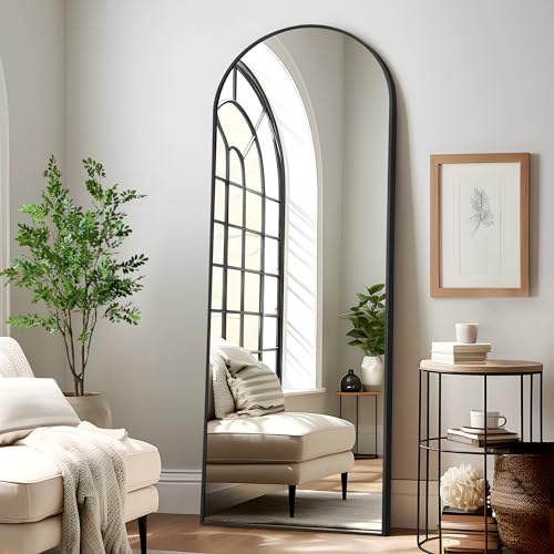 NeuType Arched Full Length Mirror, 67”x30”, Large Full Body Mirror with Aluminium Metal Frame, Shatter Protection, Wall-Mounted Mirrors for Living Room or Dressing Room- Black(Arched) - color: Black (Arched), size: 67"L x 30"W