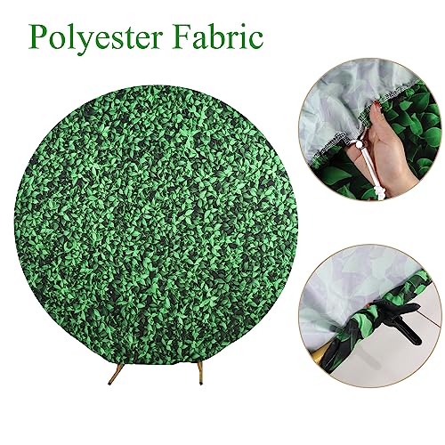 Laeacco Green Leaves Round Backdrop 4x4FT Greenery Circle Photography Backdrop Green Grass Ivy Wall Newborn Baby Shower Birthday Party Decoration Banner Bridal Shower Wedding Photo Studio Props - size: 4FT