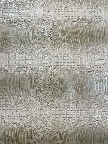 54” Wide Gator Two Tone Fake Leather Upholstery, 3-D Crocodile Skin Texture Faux Leather PVC Vinyl Fabric Sold by The Yard. (Beige) - color: Beige