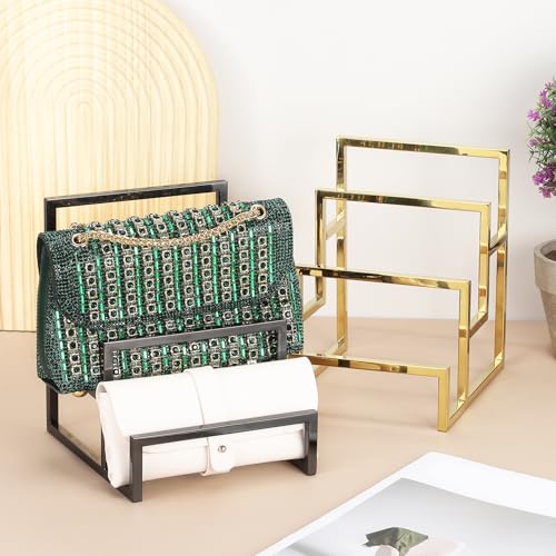 uxcell Black Clutch Purse Display Stand 3 Layer Wallet Display Rack Clutch Handbag Holder Purse Closet Organizer Display for Home Retail Store Supplies - color: Black