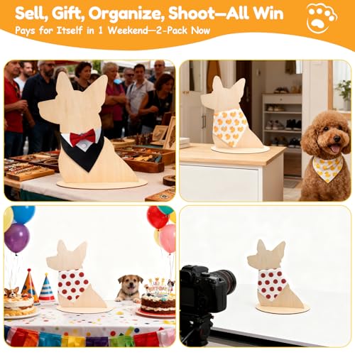 Dog Mannequin,Wood Dog Silhouette Display Stand,Dog Bandanas Display Stand,Pet Bibs and Scarves Display Stands for Shops, Craft Festivals, Trade Shows or Photography Prop(2 Pack )