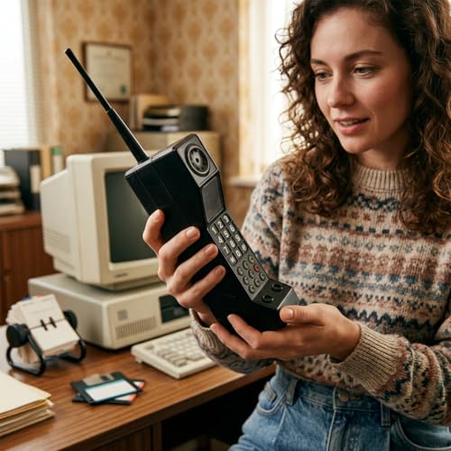 TROUVAILLE Retro Brick Cell Phone Ornament, Iron Authentic Cellphone Ornament, Vintage Photography Props for Stage Settings, Home Decor, Collectible Accents (Black)