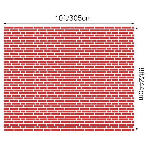 VitalCozy 10 x 8 ft Brick Wall Backdrop for Photoshoot Polyester Fabric Red Brick Backdrop Background for Fireplace Home Decoration Newborn Birthday Party - color: Bright Red, size: 10 x 8 ft