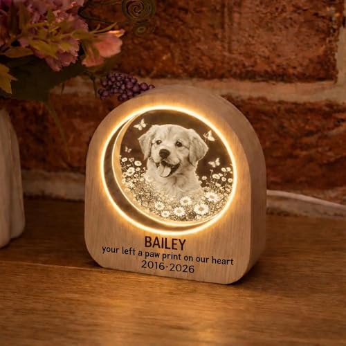 Personalized Photo Pet Memorial Night Light, Custom Dog Photo LED Night Light for Mom, Angel Memorial Keepsake, Sympathy Gift, Dog Mom Gift, Pet Lover Gifts - color: Style 13