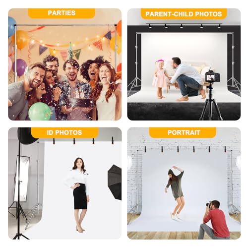 9.2 x 10 Ft Stainless Steel Backdrop Stand Heavy Duty, MSKIRA Adjustable Backdrop Stand Background Support System Kit for Photography, Parties, or Weddings with Clamps, Carry Bag - size: 9.2 x 10 Ft