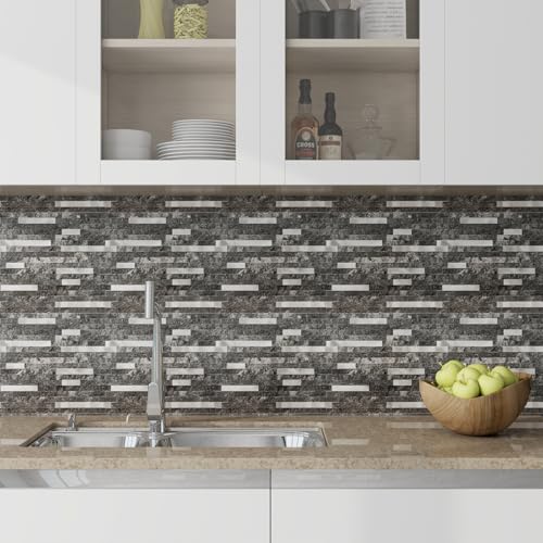 Peel and Stick Backsplash, 10-Sheet Peel and Stick Tiles PVC Wall Tile Stick on Backsplash for Kitchen - color: Dark Slate