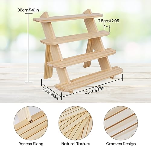Wooden Cupcake Display Stand, Wood Rustic Risers 4 Tiers for Display Ideal Craft Funko Pop Shelves, Table Display Stand for Vendors, Earring & Ring Holder Stands, Outdoor Plant Stand Indoor-Natural - color: Natural-4Tier
