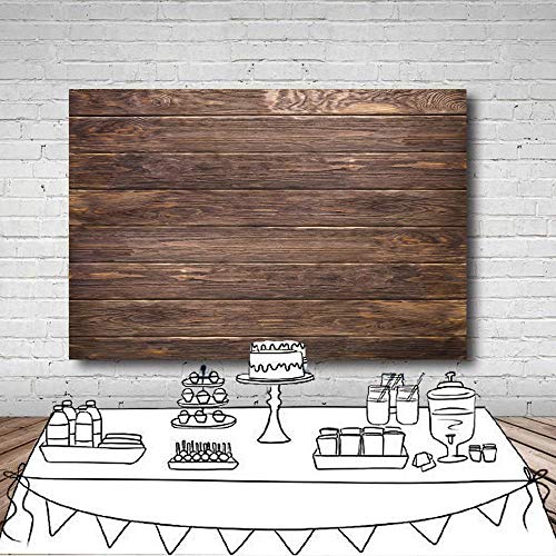 LYWYGG 7x5ft Thin Vinyl Brown Wood Backdrop Photographers Retro Wood Wall Background Cloth Seamless CP-19 - size: 7X5FT