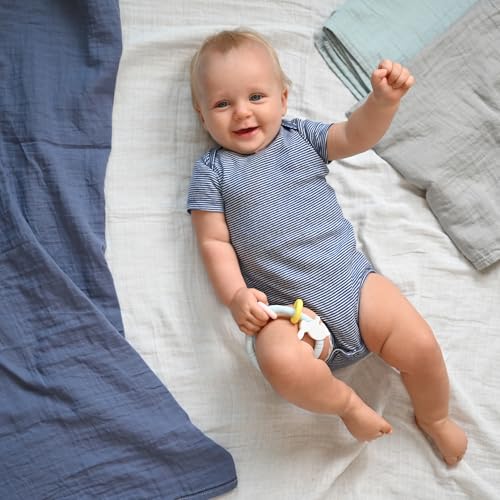 POMISO Muslin Swaddle Blankets for Boys & Girls, Newborn Receiving Blankets, 4 Pack Soft Breathable Baby Swaddles, Large 47x47 Inches, Grey Blue White Green - color: Grey Blue White Green