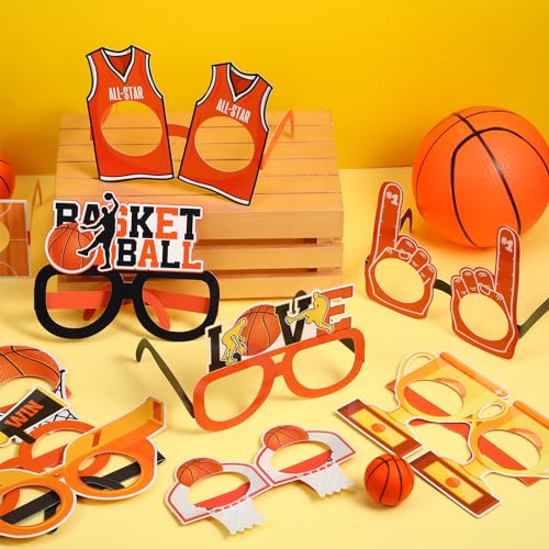 36 Pack Basketball Party Favors Basketball Paper Glasses Frames All Star Photo Booth Props Eyeglasses for Boys Kids Sports Theme Birthday Party Decorations Baby Shower Game Day Supplies - style: Basketball