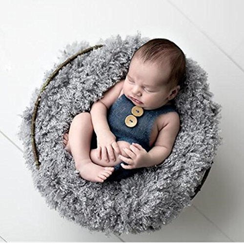 Zeroest Baby Photography Props Boy Girl Photo Shoot Outfits Newborn Crochet Infant Knitted Clothes Mohair Outfit - color: Navy Blue