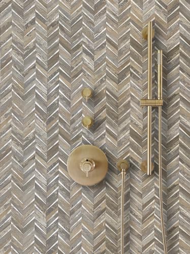 DICOFUN 10-Sheet Herringbone Peel and Stick Backsplash for Kitchen, Distressed Wood Wood Look PVC Mixed Metal Chevron Stick on Backsplash Wall Tiles - color: Distressed Wood and Metal Silver, size: 10 Sheets, 12"x12"x0.12"