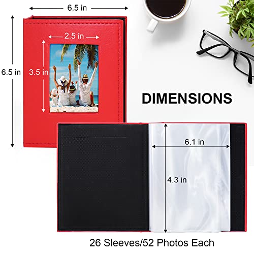 Vienrose Small Photo Album 4x6 Photos, 2 Pack Leather Cover Mini Photo Book, 26-Page Holds 52 Pictures, Artwork or Postcards Storag, Red - color: Red, size: 26 Pockets