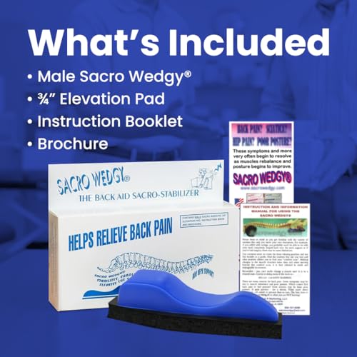 Sacro Wedgy® Male Sacrum Support Wedge – Contoured Sacral Positioning Tool with 3/4" Elevation Pad & Instruction Booklet – for Positioning & Relaxation Routines