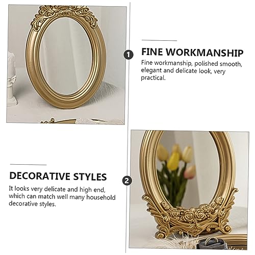 1Pc Vintage Decorative Mirror Tray Retro Photo Prop Adornment for Weddings Home Office and Hotel Decor Multi Purpose Storage for Cosmetics Keys and Items Golden