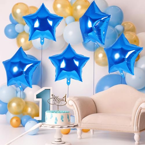 20 Pcs Star Balloons,18 Inch Blue Star Foil Balloons,Stars Shaped Balloon Mylar Helium Balloon for Birthday Party Anniversary Wedding Baby Shower Decorations (Blue) - color: 18inch-blue