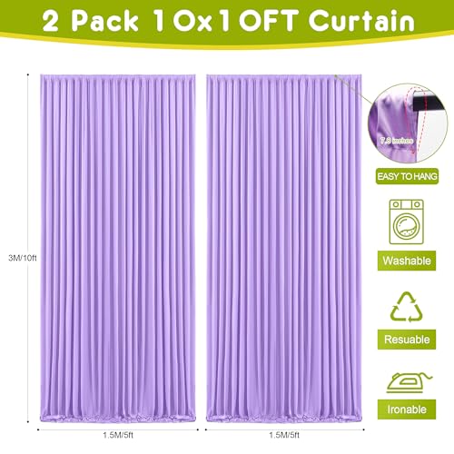 Wokceer Lavender Purple Backdrop Curtain for Wedding Parties 2 Pack 10x10FT Wedding Curtains Photo Backdrop Drapes Polyester for Photoshoot Baby Shower Birthday Party Background 4 Panels 5x10FT - color: Lavender Purple, size: (2 Pack)10FTx10FT