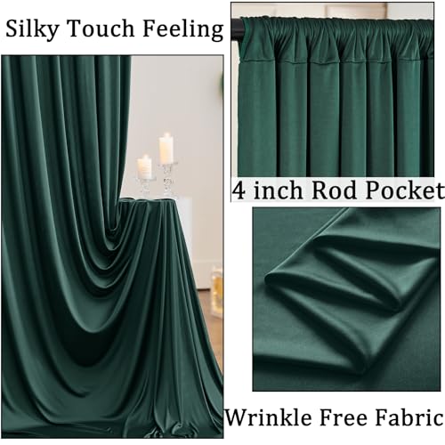 10ft x 10ft Wrinkle Free Hunter Green Backdrop Curtains for Parties, Polyester Photo Backdrop Drapes for Wedding Birthday Party Photography Background Photoshoot - color: Hunter Green, size: 10ftx10ft