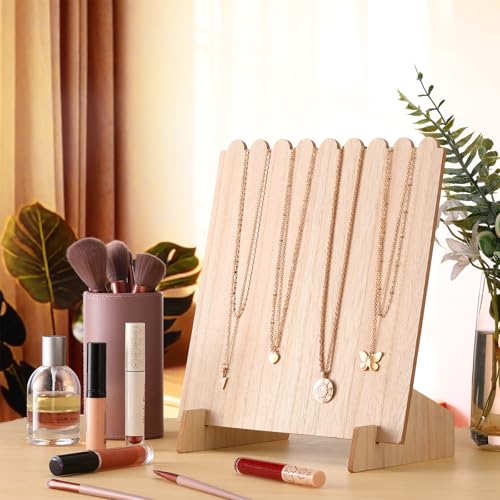 Tondiamo 6 Pcs Wooden Necklace Jewelry Display Stand 9.38 x 9.38 Portable Jewelry Display Holder Necklace Displays for Vendor Wood Plank Freestanding Storage Holder Bulk for Vendor Selling Craft Show