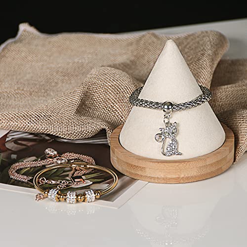 Pangkeep Bamboo Cone Bracelet Display Stand for Show Selling (Beige) - color: Beige