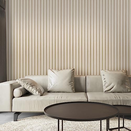 Art3d 8-Pack 96 x 6in. WPC Acoustic Slat Wall Panel for Modern Interior Decor, TV Background, Living Room, White Ash - color: White Ash, size: 96*6
