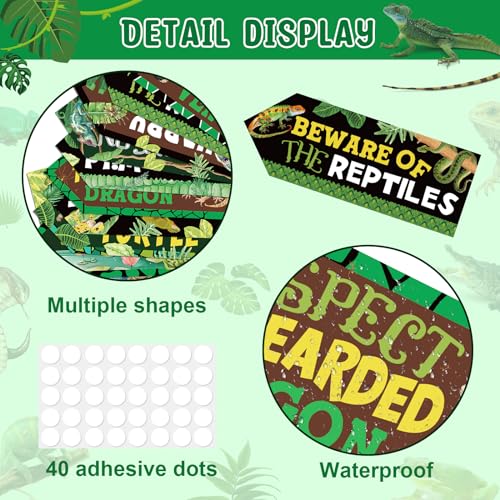 20 Pieces Reptile Birthday Party Decorations Welcome to Reptile Party Directional Signs Swamp Lizard Snake Alligator Reptile Birthday Party Supplies Wall Door Porch Yard Sign - style: Reptile