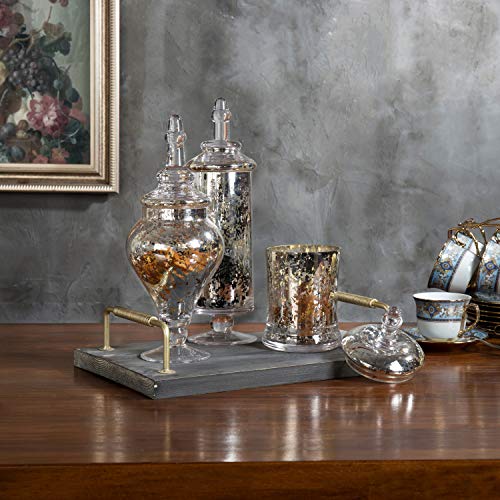 MyGift Set of 3 Silver Mercury Glass Apothecary Jars, Weddings Centerpiece Candy Buffet - color: Silver