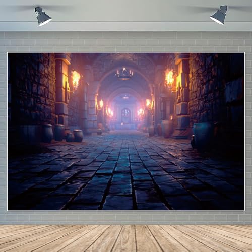 Medieval Castle Backdrop Halloween Catacombs Ancient Castle Mysterious Cave Photography Background Halloween Party Decorations Horror Halloween Background Studio Props5x3ft - color: Halloween 003, size: 5x3ft