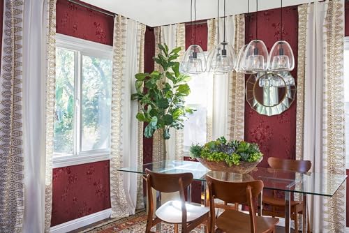 Erfoni 197"x17.7" Vintage Dark Red Wallpaper Thicken Floral Embossed Contact Paper Pure Retro Red Peel and Stick Wall Paper Flower Textured Self Adhesive Removable Wallpaper for Accent Home Decor - color: Retro Red, size: 17.7" x 197"