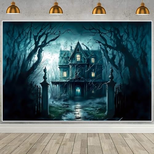Halloween Party Decorations Backdrop Scary Haunted House Night Castle Halloween Background for Photography Halloween Kids Party Decor Banner Photo Studio Props 5x3ft - color: Halloween 004, size: 5x3ft