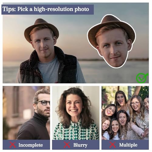 Big Head Cutout Personalized 20–48 Inch – Giant Face Cardboard Sign, Custom Photo Prop, Oversized Face Standee, Birthday Party Christmas Decorations