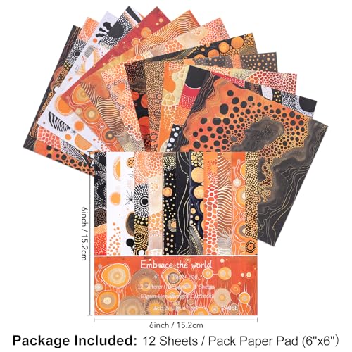 12 Sheets Scrapbook Paper Pads, 12 Designs 6"x6" Single Sides Patterned CardStock Papers, 160gsm Decorative Background Craft Paper, Scrapbooking Pad for Card Making DIY Projects (Embrace the World) - color: Embrace the World