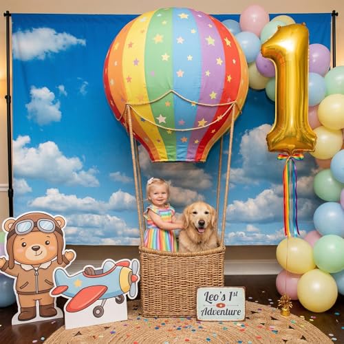 7x5ft Cloud Backdrop Sky Backdrop White Clouds Blue Sky Photo Backdrop Ideal for Kids Backdrops for Photoshoot Newborn Baptism Baby Shower Kids Birthday Party Wedding Prom Banner - style: 7x5 Sky