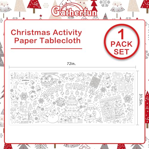 Gatherfun Christmas Decorations - Versatile 31.5 x 72 Inches Activity Poster, Merry Christmas Party Coloring Banner/Table Cover for School Parties and Special Events - style: Christmas