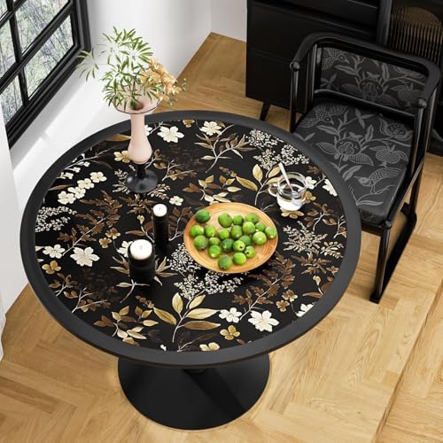 Fvlow Vintage Leaf Wallpaper Peel and Stick Gold Leaf Contact Paper 17.4" x 393" Black Floral Waterproof Self-Adhesive Wall Covering for Bedroom Countertop Desk Cabinets - color: Brown/Black, size: 17.4" x 394"