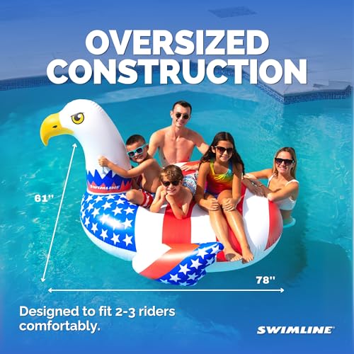 SWIMLINE ORIGINAL 90700 Patriotic Americana Eagle Pool Float | Oversized Ride-On Raft with Stable Design | Lounge Floatie Ideal for Summer Gatherings & Poolside Relaxation - color: USA Eagle, size: Large