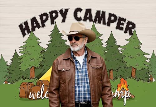 Camping Party Backdrops for Photoshoot, Happy Camper Camp RV Themed Picture Party Decorations Wall Backdrop for Photography Decor Banner, Photographic Studio Photo Backgrounds 6X4 FT - color: Green, size: 6X4FT