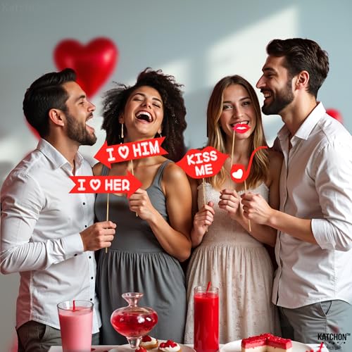 KatchOn, Red Valentines Photo Props - Pack of 30 | Valentines Day Photo Booth Props | Valentines Day Decorations | Valentine Day Props for Photography | Valentine Props for Valentine Day Décor - color: Red