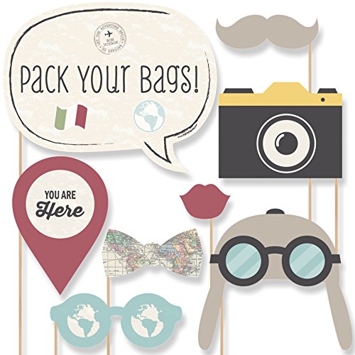Big Dot of Happiness World Awaits - Travel Party Photo Booth Props Kit - 20 Count